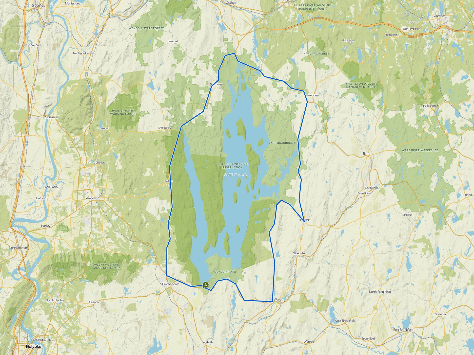 The best cycling routes around Quabbin Reservoir | Komoot